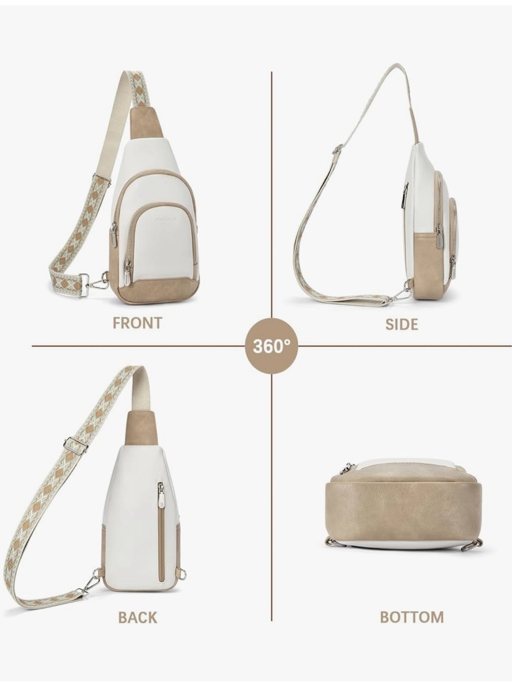 Ivory & Tan Crossbody Sling Bag - Picture 8 of 8